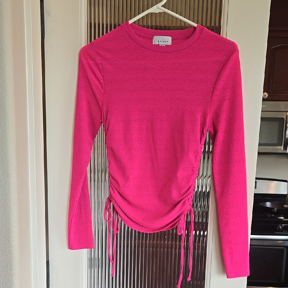 Topshop Pink Ruched Blouse